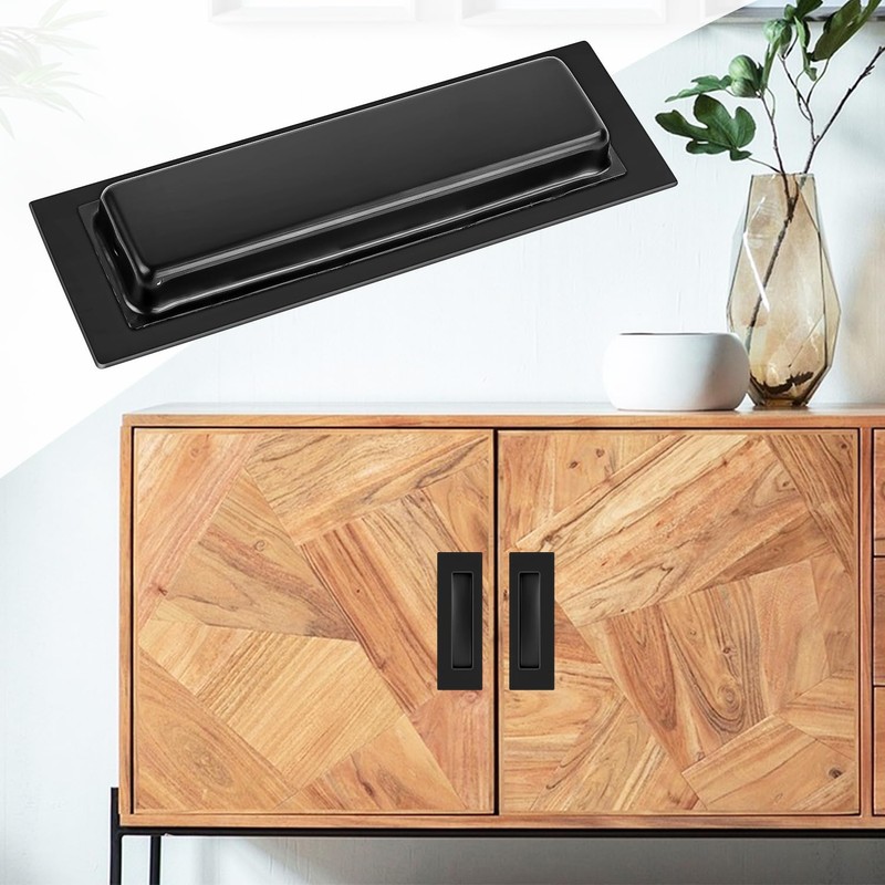 yuntop Black Sliding Closet Door Handles Recessed Finger Flush Pulls