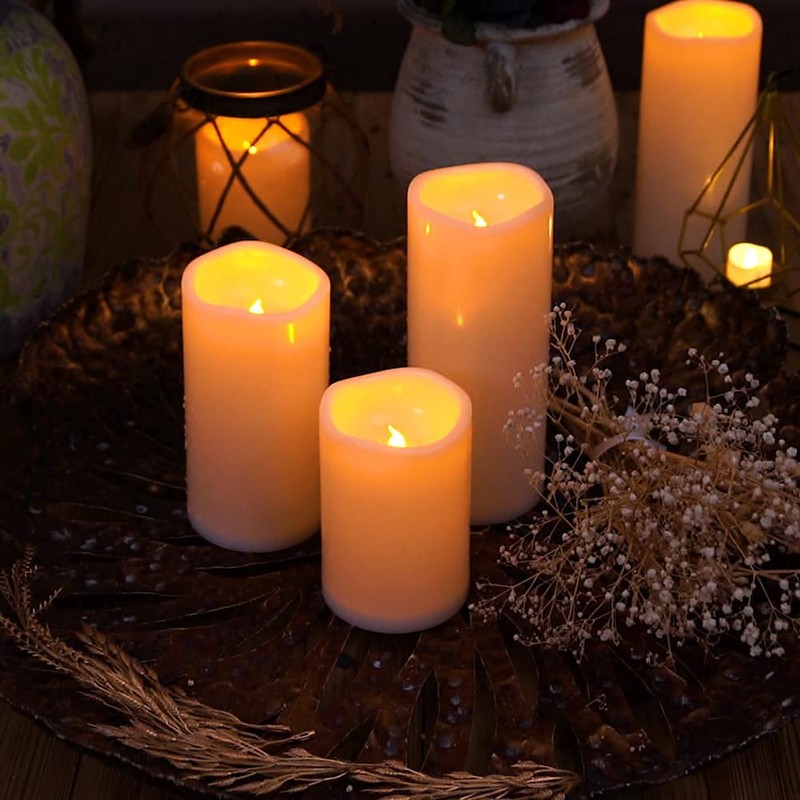 Homemory 6" 8" 10" x 4" Waterproof Outdoor Flameless Candles,
