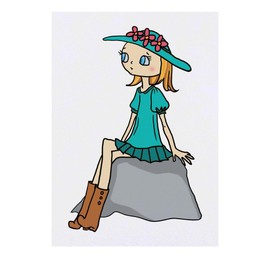 'Girl On A Rock' Temporary Tattoo - Water Resistant, Skin-Safe, Non-Toxic Transfer (TO00077977)