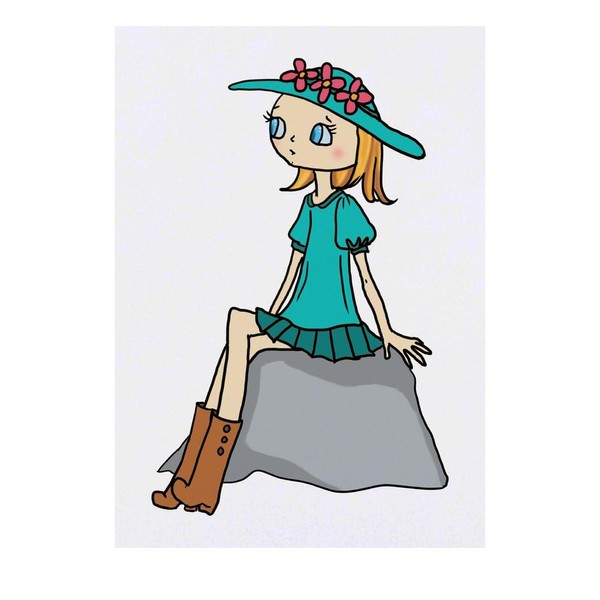 'Girl On A Rock' Temporary Tattoo - Water Resistant, Skin-Safe,