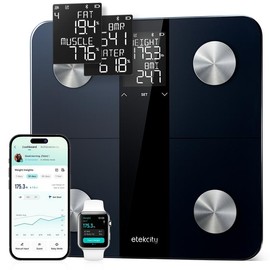 Etekcity Body Scale for Weight, Bathroom Digital Weighing Scale with BMI, Body Fat, Muscle Mass, Accurate Bluetooth Home User Health Equipment:_Updated Version Black
