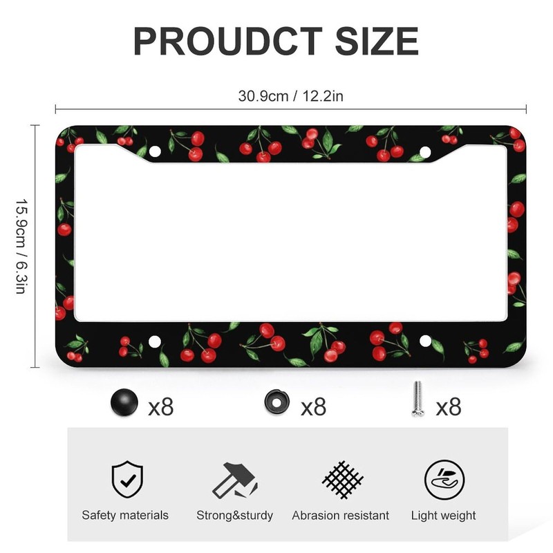 Qiankang Cherry License Plate Frames & Little Red Cherries Steering