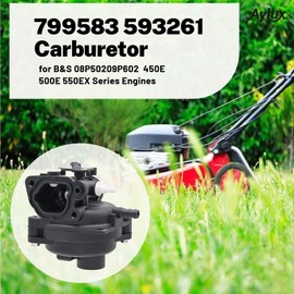 Aylux 799583 593261 Carburetor with 595663 Air Filter Base 799579 Air Cleaner Foam Filter for BS 595656 591979 591160 08P502 8P502 09P602 9P602 450E 500E 550EX Series Engines