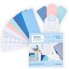 Vaessen Creative 3-in-1 Punch Block-135 Labels in 3 Sizes and 9 Colours-Crafting Making Supplies-Corner Cutter with Blank Cards for Gift Tags, Scrapbooks and Planners, Various, Verschiedene