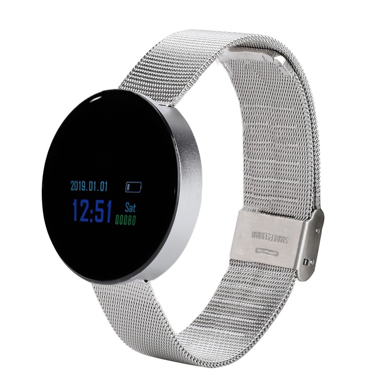 Smart Bracelet Wristband Waterproof Fitness Sleep Heart Rate Recorder (Silver