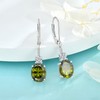 Inpasne Oval Peridot Dangle Drop Earrings for Women 925 Sterling