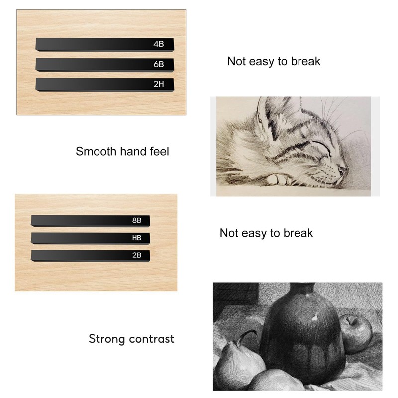 Graphite Material Sticks, 12 Pcs Square Compressed Charcoal, Graphite Pencils,Drawing