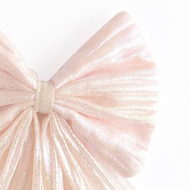 Accessorize Kingdom Silk Hair Bows, Large Vintage Ribbon Clips for Women and Girls, 6 Pack (Peach)