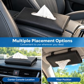 Car Tissue Holder for Sun Visor Storage – Artificial Leather Organizer for Tissues & Face Masks During Daily Driving