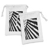 Lunarable Americana Fabric Pouch Set of 2, Monochromatic Design of