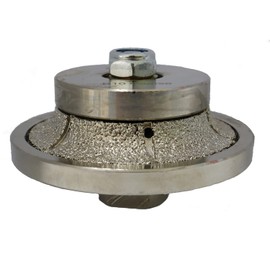 JDK B10 Diamond Hand Profiler Wheel Coarse Vacuum Brazed Router Bit 5/8’’-11 Thread Demi Half Bullnose Shape for Stone Travertine Granite Marble Countertops Edge