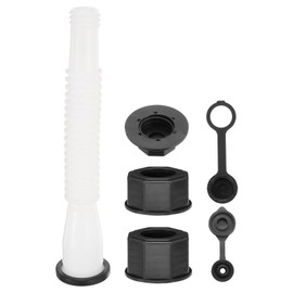 M METERXITY 1-Set Gas Can Spout Replacement, 7.9 Inch Upgraded Anti-Spill Gas Can Nozzle, with Thick Rubber Pad, Spout Cover, Base Caps Fit for Most 1/2/5/10 Gal Oil Cans[White+Black]