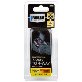 Reese Towpower 78116 7-Way Blade to 4-Way Flat Adapter with LED Circuit Tester, Regular