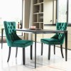 Modern Green Velvet Dining Chair with Button Tufted Back Nailhead