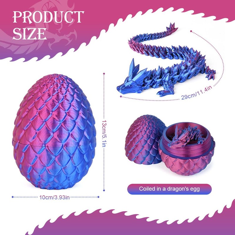 OSDUE 3D Printed Dragon in Egg, 3D Printed Dragon Egg,