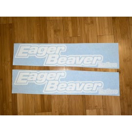 Eager Beaver Trailers Replacement Stickers 36”(Set Of 2) White Decals Logo Equip