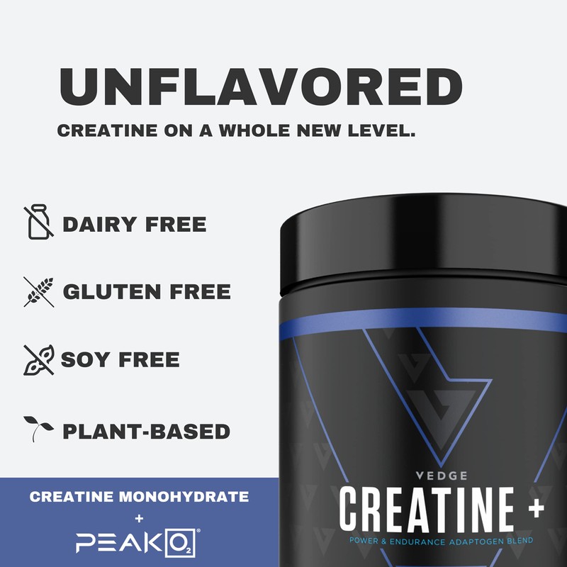 vedge Nutrition Creatine + | Vegan Plant-Based Creatine Monohydrate Powder