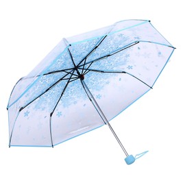Women's Clear Umbrellas, 3 Colours Folding Umbrella Travel Umbrella for Rain Outdoor Wedding Ceremony Party Props Couples Adults Children (Blue)