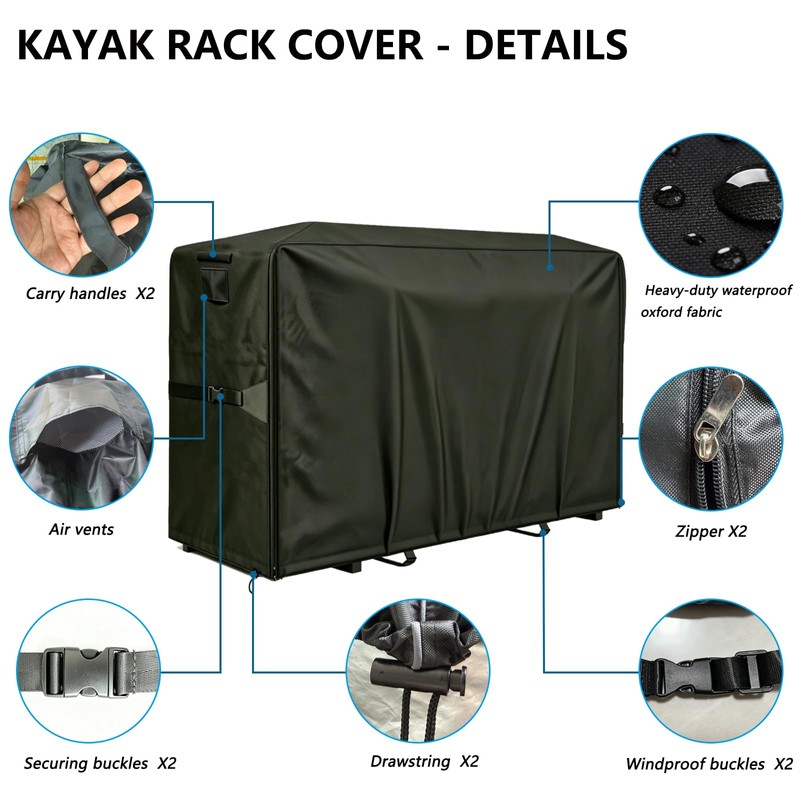 Heavy Duty Kayak Rack Cover 12.7ft – Waterproof Dustproof UV