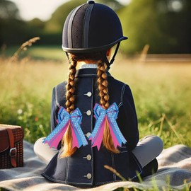 Dielianyi Horse Show Bows Equestrian Show Bows Pony Bows Short Stirrup Bows Horseback Riding Bows Competition Bows Elastic Hair Bows