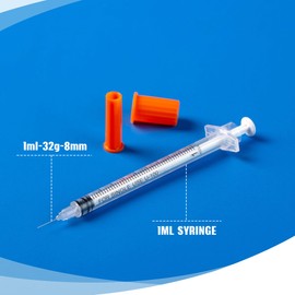 1ml/cc 32G 5/16 Inch Syringes, Lab Dispensing Syringe, Individual Wrapped, Box of 100