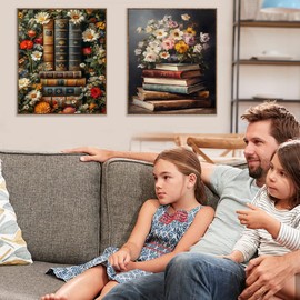 4 Pack Book Flower Diamond Art Kits for Adults Beginners,Full Round Drill DIY Diamond Painting Kits,Paint by Diamonds Dot Gem Art Crystal Easy,Home Wall Decor 12X16Inch