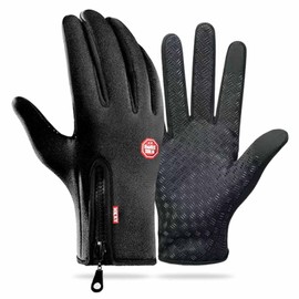 Cycling Gloves Touchscreen Thermal Running Gloves Black Winter Gloves Warm Windproof Non-slip Fleece Lining Bike Gloves Warm Gloves for Men Women