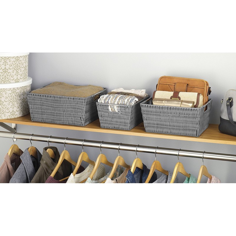 Whitmor Rattique Storage Baskets - Grey (3 Piece Set)