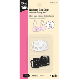 Dritz 56698-12-66 Maternity Bra Clips-White & Black 4 Sets 4, 1/2"