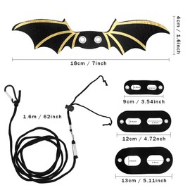 Flyan 1 Set Adjustable Lizard Leash,3 Sizes Reptile Leather Harness Bearded Dragon Rope with Cool Wings for Amphibians Chameleons Small Pet Animals