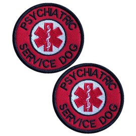 Parche para perro de servicio psiquiátrico con gancho y bucle, parche bordado militar, 2 unidades (color 9)