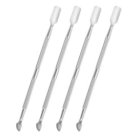 4 Pcs 12.8cm Dual Ended Cuticle Pusher Stainless Steel Cuticle Removers Sticks Dead Skin Remover Nail Cleaners Manicure Pedicure Scrapers Spoon Nail Cleaning Tool for Fingernails Toenails Silver