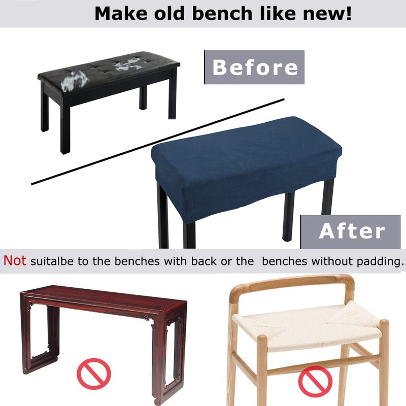 SINOSSO Soft Velvet Piano Bench Cover, (20"- 26.5") L x
