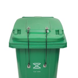 TonGass (2-Pack, Black Garbage Trash Can Locks with Wire Ropes Stainless Steel Hasps, Garbage Lid Lock for Squirrel Bear Proof, Universal Trash Can Lock for Various Garbages Bins Locks for Animals