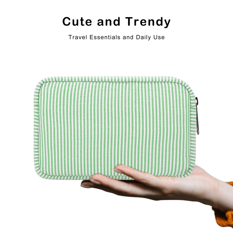 JINSI Travel Makeup Bag for Women Stripe Cosmetic Organizer Toiletry