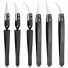 Aemygo 6 Pcs Precision Reverse Ceramic Tweezers Set, Non-Conductive Heat-resistant