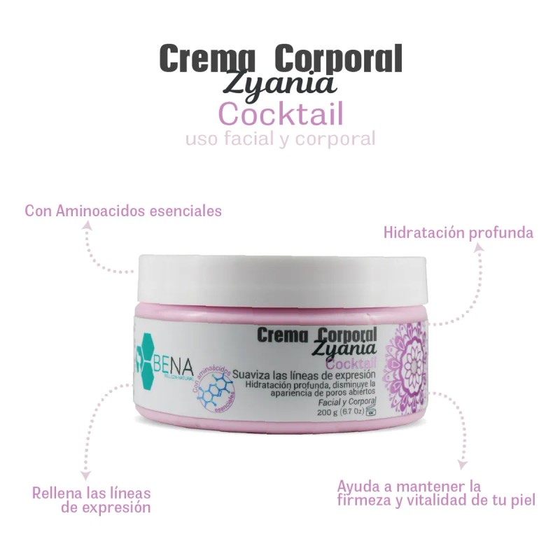 Crema Corporal Facial Y Corporal Cocktail, Bena Belleza