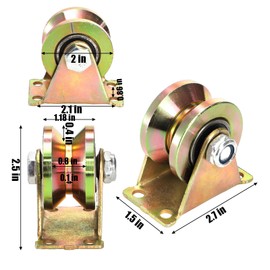 Coloch 8 Pack 2” V-Groove Wheel, Steel Sliding Gate Wheels Heavy Duty Rigid Caster Wheels with Bracelet V Track Pulley Roller for Rolling Gate, Industrial Machines Rail, Each Loading Capacity 650Lbs