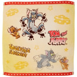 Marushin Tom and Jerry Hand Towel, Tom and Jerry Together Forever 4105022000, Approx. 13.4 x 14.2 inches (34 x 36 cm)