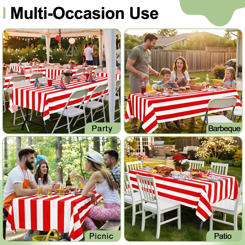 misaya 3 Packs Striped Disposable Table Cloth, 54 x 108