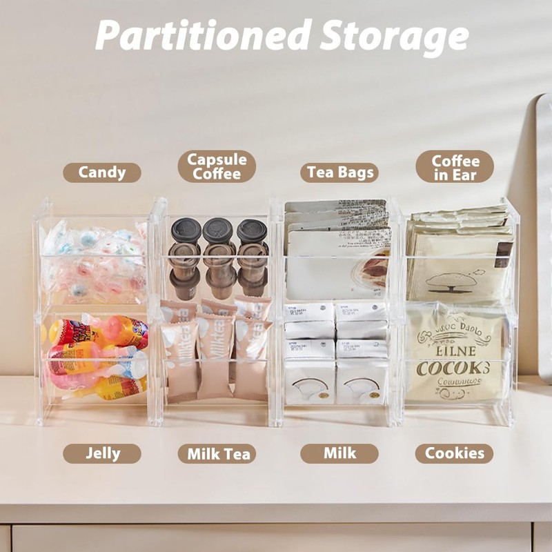 2 x Plastic Tea Box, Tea Storage, Stackable, Clear Tea