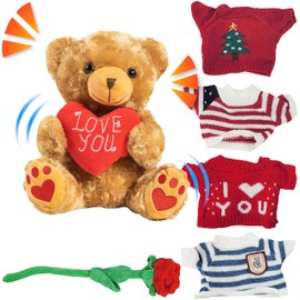 Zillywood 9" Talking Teddy Bear with Accessories Repeats What You say. Repeating Talking Teddy Bear Gift for her. for Valentine's Day, Mother's Day with Removable Plush Heart (Repeating Teddy Bear)