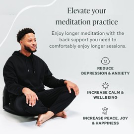 Mindful Modern Meditation Chair | Adjustable Floor Chair with Back Support | Padded Floor Seat for Posture Support and Comfort | Portable Folds Flat for Storage | Indoor/Outdoor Use | Stone Black