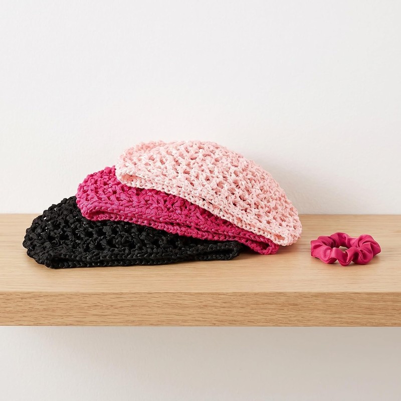 Lurrose 3 redecillas de ganchillo para el cabello: gorros de