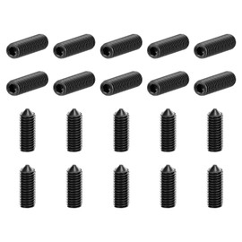 sourcing map 20Pcs Set Screws M8x20mm Carbon Steel Cone Point Hex Socket Grub Screws for Machinery, Home Repairs, and Fixtures Black