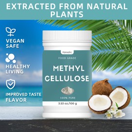 3.52 oz Methylcellulose Powder, Pure Methylcellulose Powder, Methylcellulose Suitable for Making Ice Cream, Cake, Yogurt, Candy and More