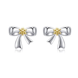 CUPENDA Bow Earrings 925 Sterling Silver Preppy Ribbon Stud Earrings Jewellery for Women