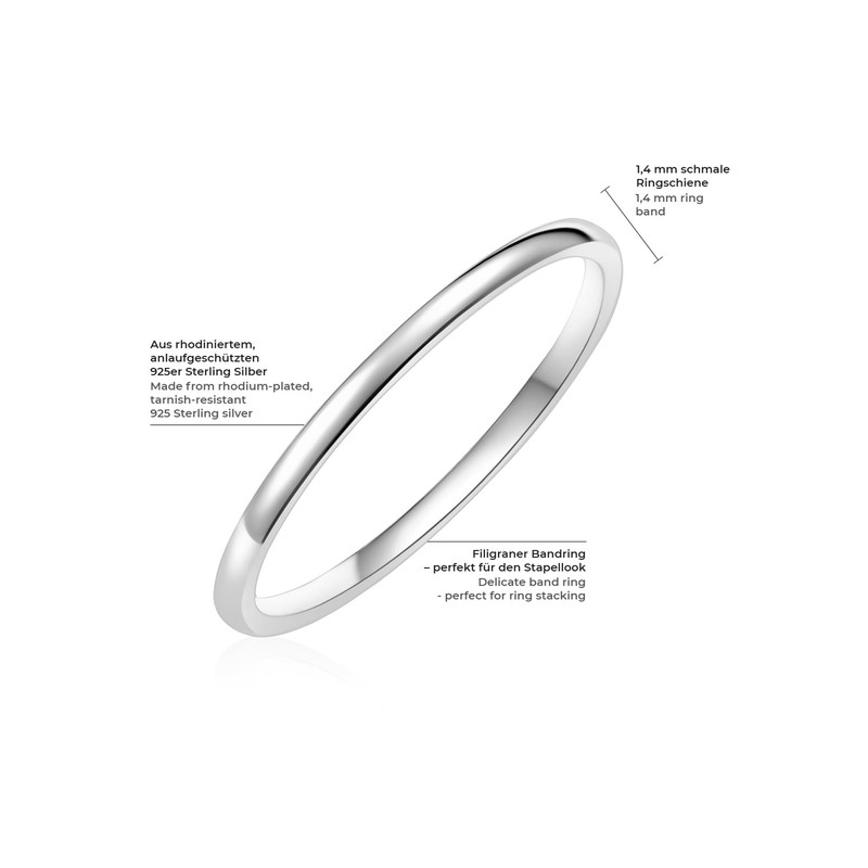 GLANZSTÜCKE MÜNCHEN Women's Ring Sterling Silver Stacking Ring Silver Ring,