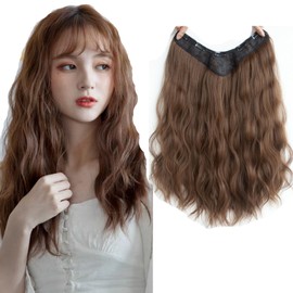 HAPVITAL Wig, Extension, Collarless Wig, Long Curl, Single Piece Wig, Women's, Hair Up, Extension, Volume, Heat Resistant, Easy to Install, Garde, Removable, Includes Clip for Fixing Wig (Light Brown)