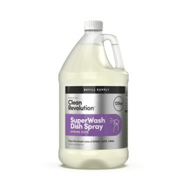 Clean Revolution Dish Spray, Refill Supply, Powerful Formula Cuts Through Grease, Spring Rain, 128 Fl Oz